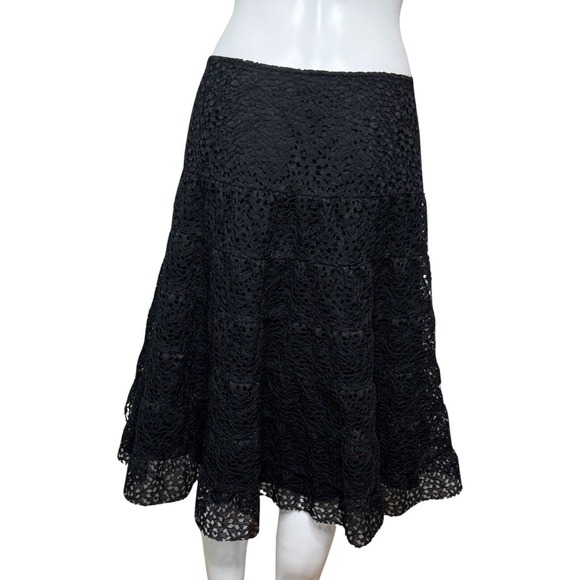 Drama Skirt Womens 6 Black Lace A-Line Minimalist Neutral Gothic Whimsygoth - Picture 4 of 8